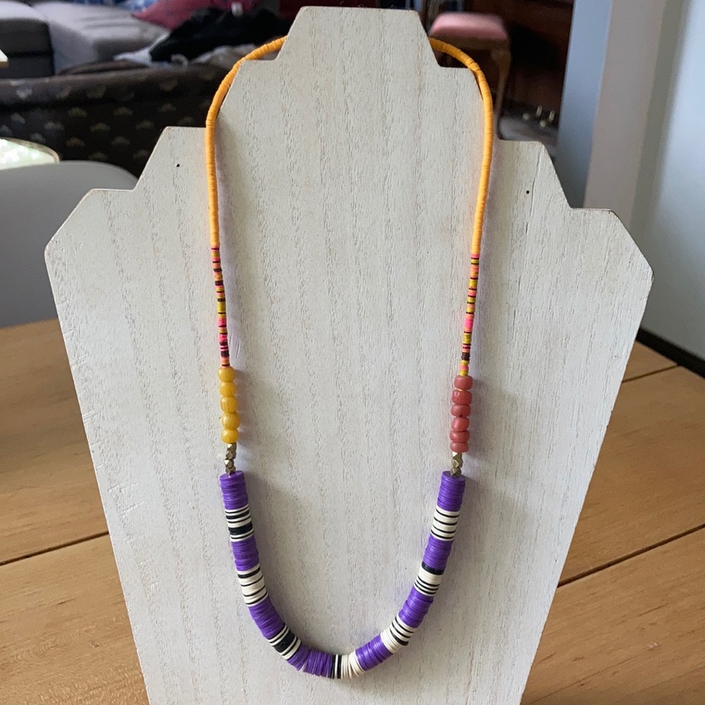 Handmade African vinyl beaded necklace.